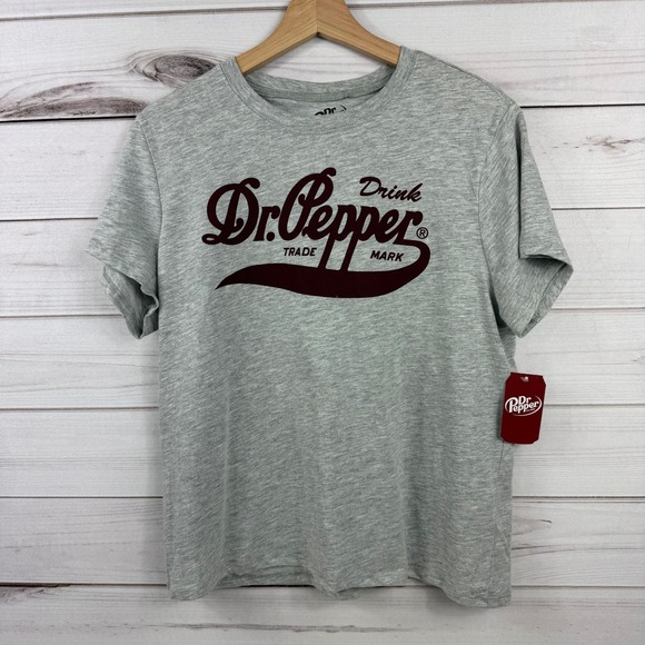 Dr. Pepper Graphic T-Shirt Women's XL Gray Soda Pop Tee Short Sleeve - Picture 1 of 7